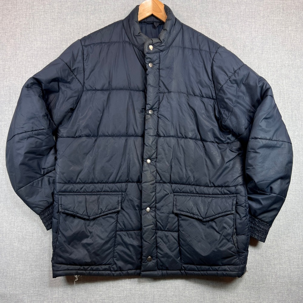 Vintage 80s‎ K-Mart K10 Puffer Jacket Men Large Navy Insulated Ripstop *Flaws*